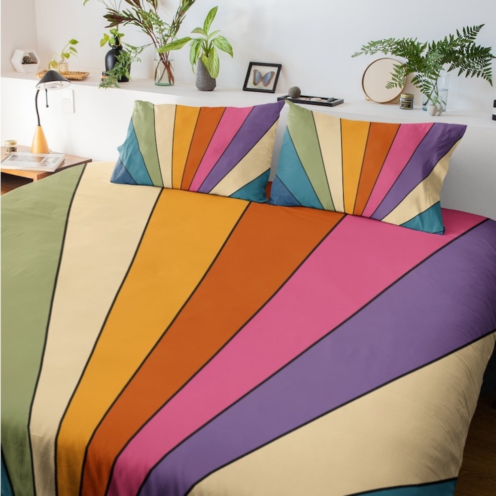 Retro Colorful Queen Size Duvet Cover